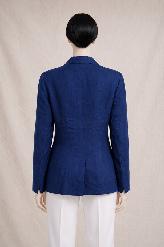Authentic New Blue Linen Blazer Armani Collezioni