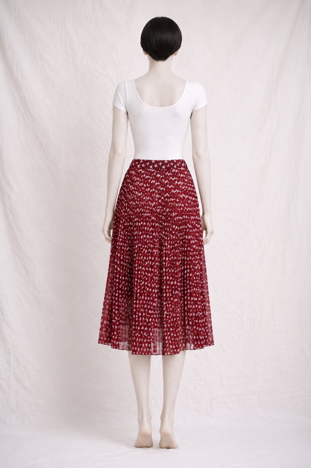 Jupe Midi Plissée Imprimée Bordeaux Vintage Lolita Lempicka Paris