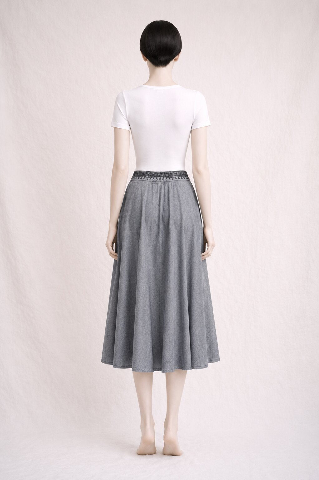 Jupe en Jean Vintage Authentique Kenzo en Denim Gris Clair