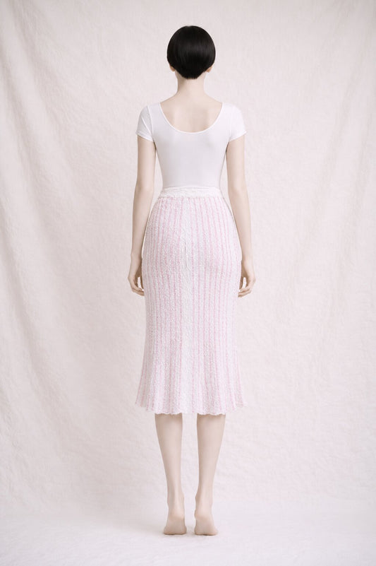 Authentic Vintage Louis Féraud Paris Striped Pink and White Knit Skirt