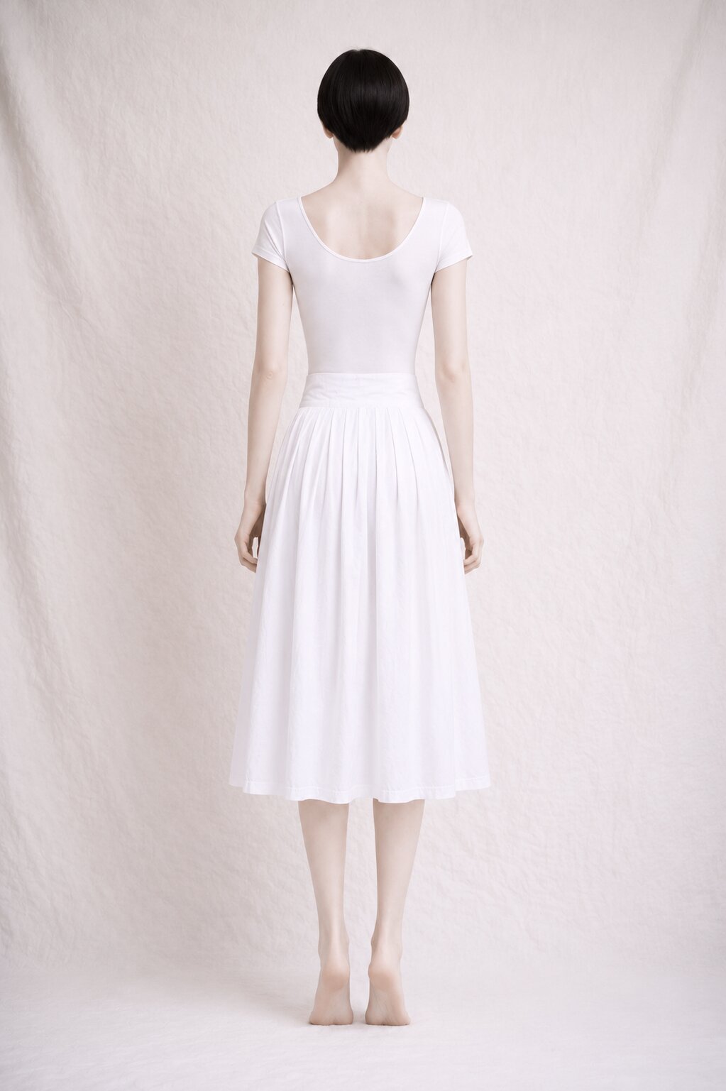 White Flared Midi Skirt Jean Dessès Paris Vintage