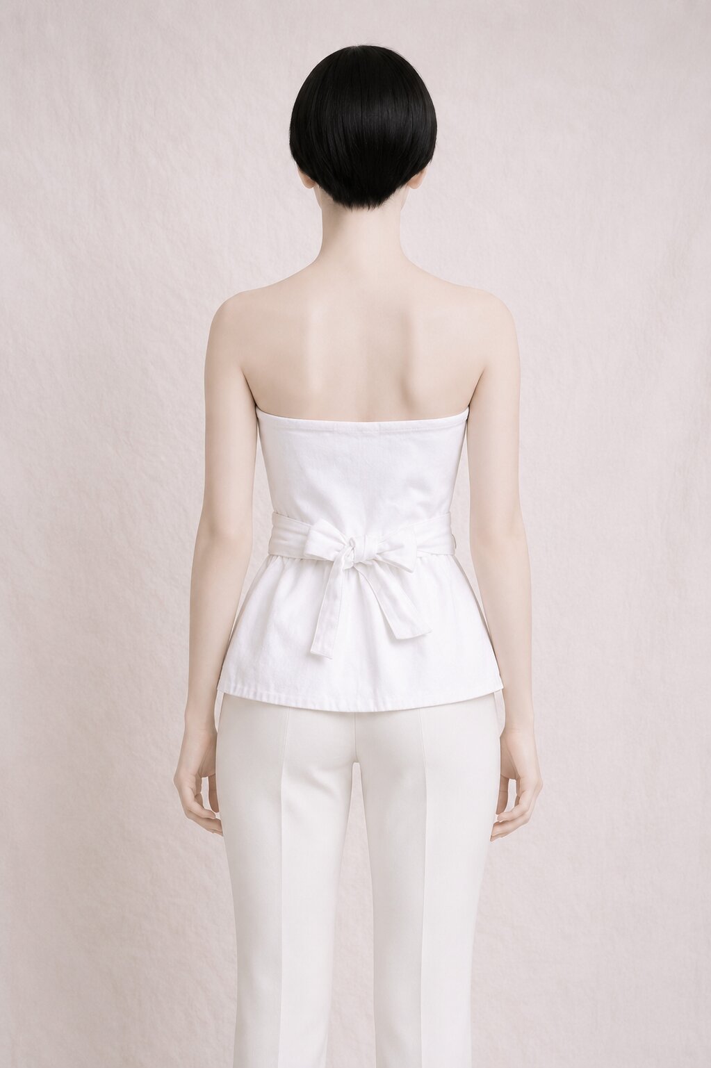 Bustier Authentique Yves Saint Laurent Rive Gauche Vintage en Coton Blanc