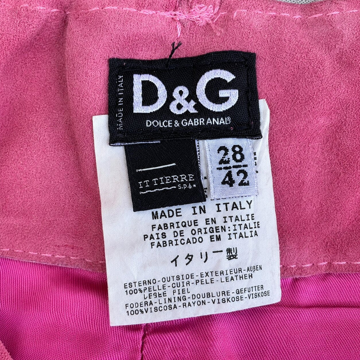 Authentique pantalon Dolce & Gabbana en daim rose fuchsia vintage