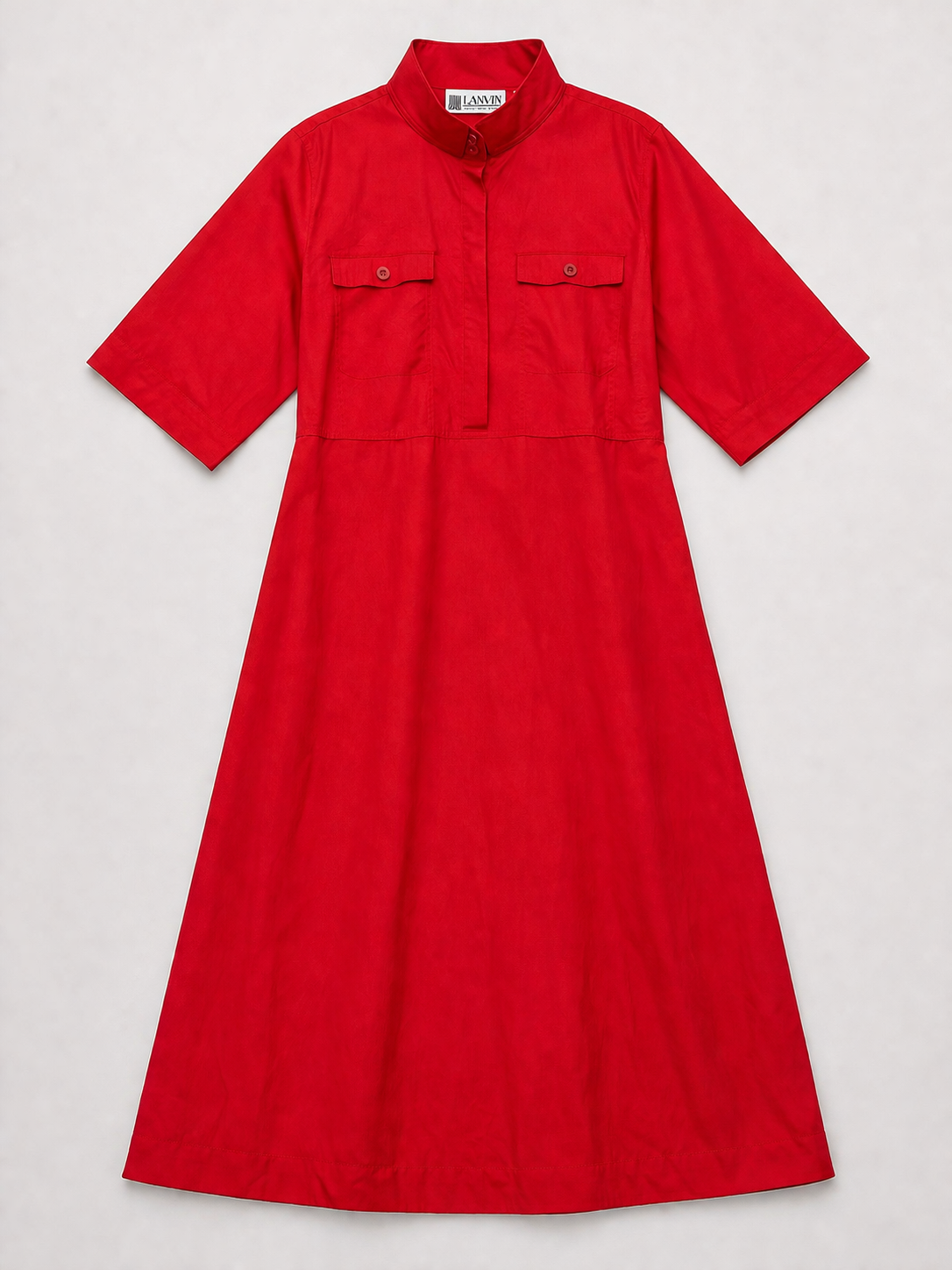 Robe en coton rouge Lanvin Paris New York vintage authentique