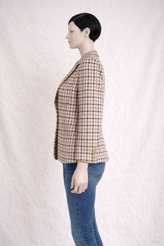 Authentic vintage checked wool blazer Celine Paris