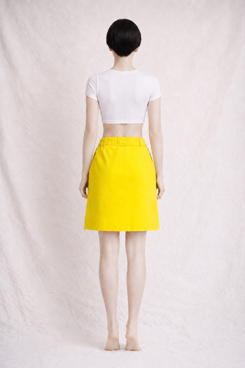 Authentique jupe Courrèges Paris vintage en coton jaune citron