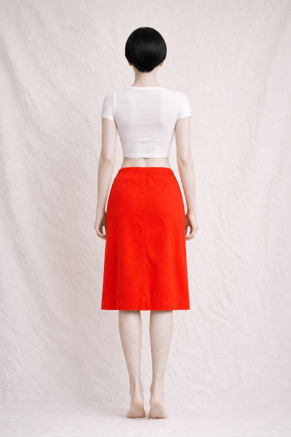 Authentique jupe Courrèges Hyperbole vintage en coton rouge