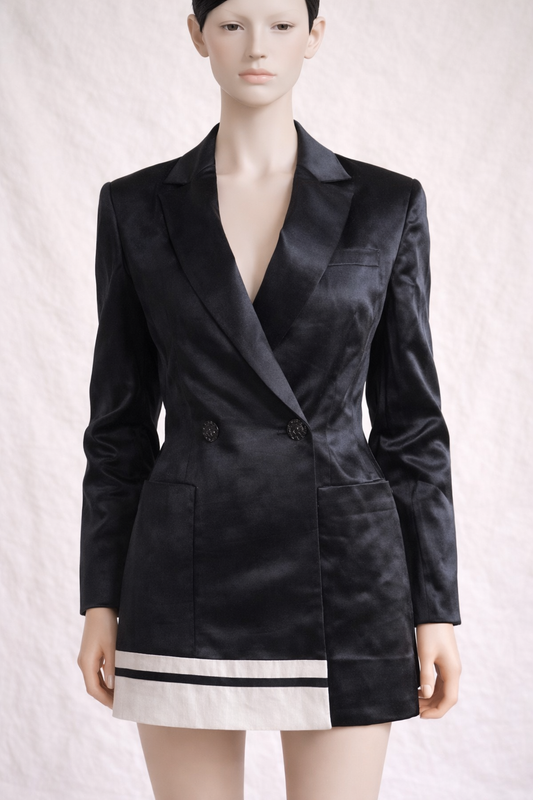Blazer en soie noir et blanc Gianfranco Ferre vintage neuve