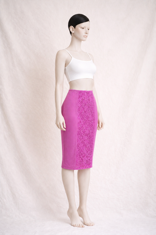 Jupe crayon authentique Dolce & Gabbana en dentelle stretch rose fuchsia