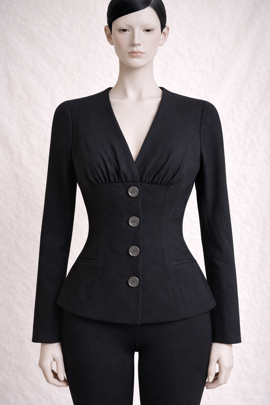Blazer cintré en laine noir Chantal Thomass vintage