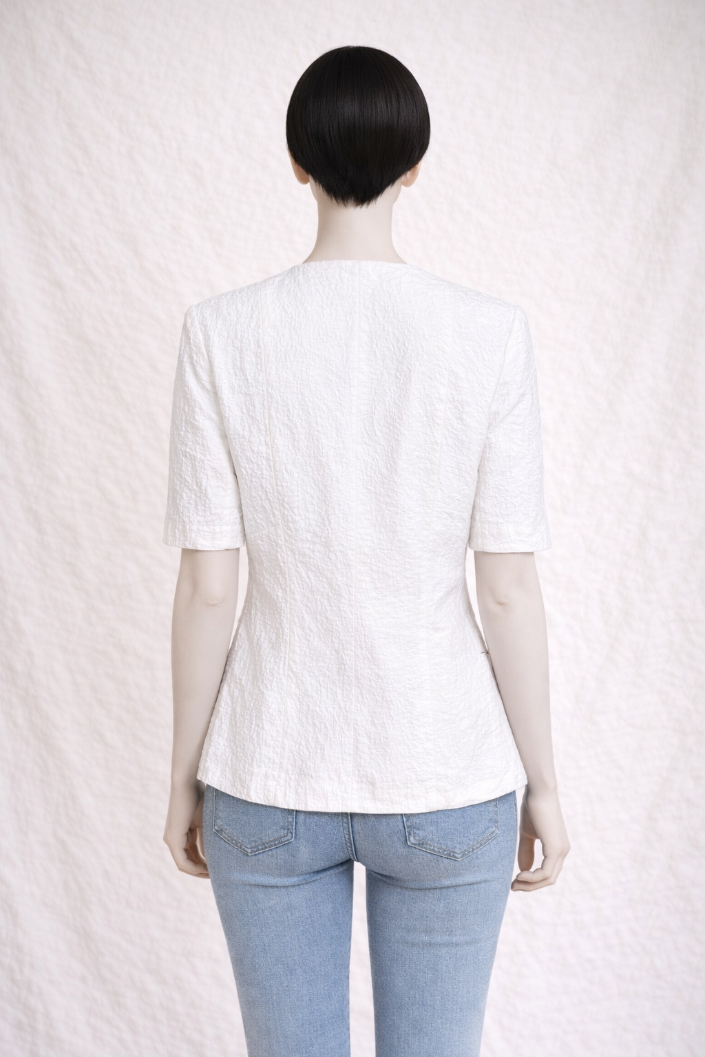 Blazer en coton blanc manches courts Yves Saint Laurent vintage