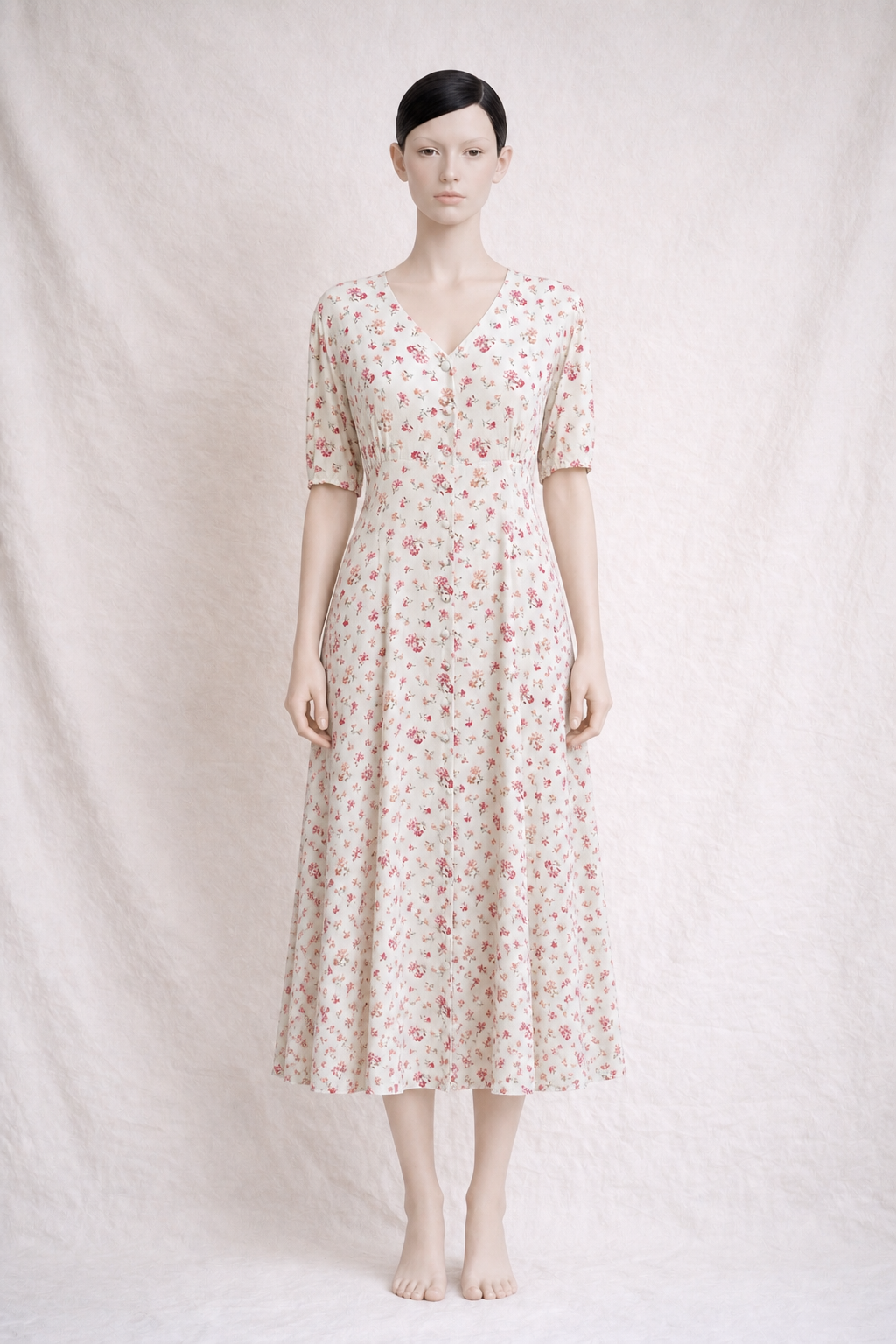 Robe romantique Laura Ashley en viscose à imprimé floral vintage