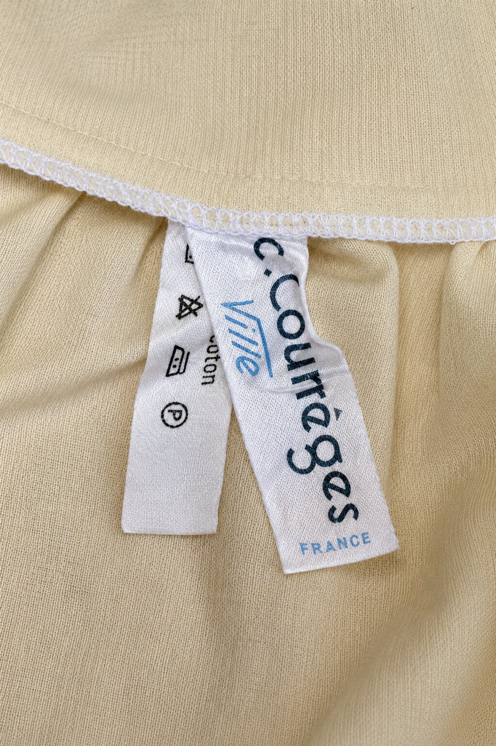 Jupe portefeuille authentique Courrèges France en coton écru vintage