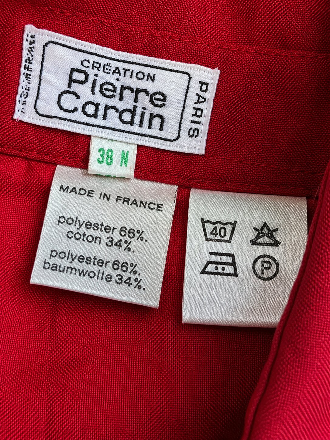 Chemise Vintage Neuve Authentique Pierre Cardin Paris Rouge