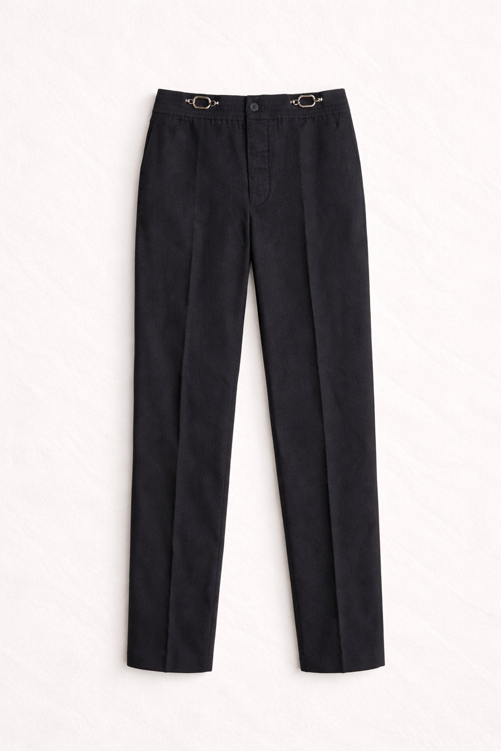 Pantalon Hermès en laine noire détails métal authentique