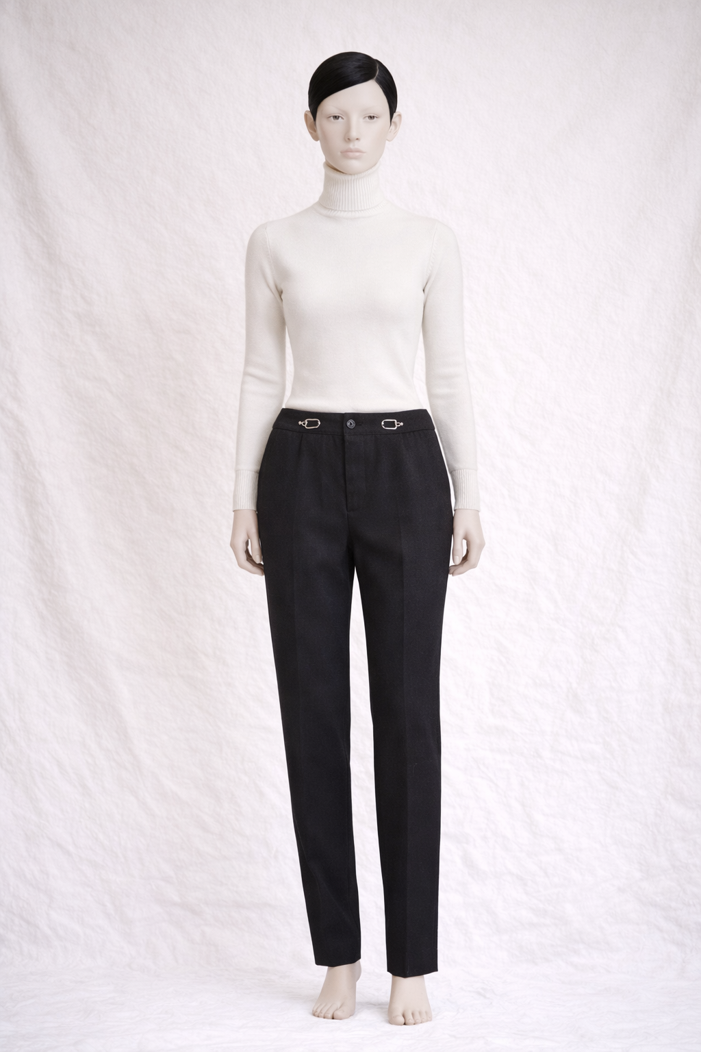 Pantalon Hermès en laine noire détails métal authentique
