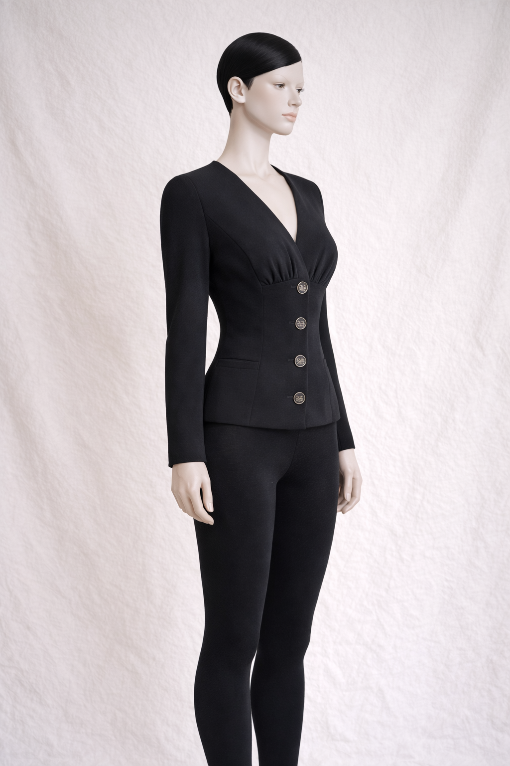 Blazer cintré en laine noir Chantal Thomass vintage