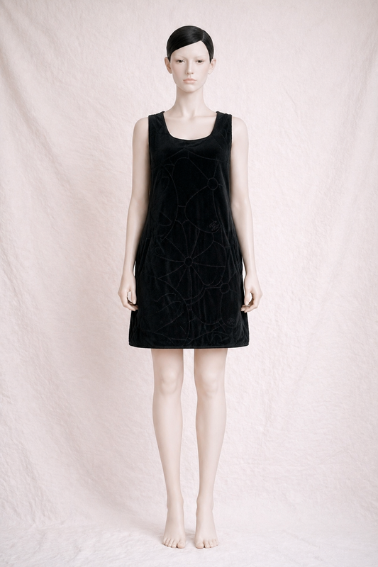 Robe de plage Chanel vintage en éponge noire
