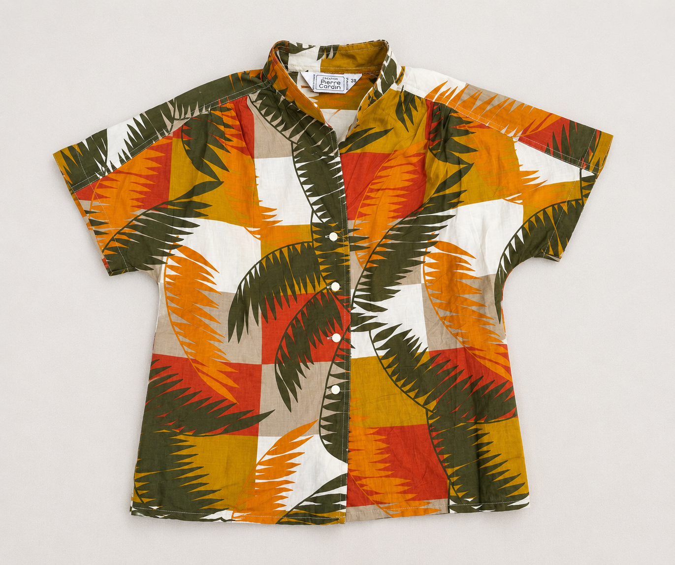 Chemisier en coton aux accents tropicaux Pierre Cardin vintage authentique