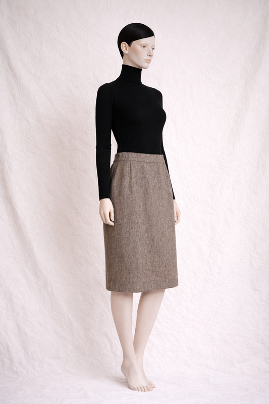 Authentic wool skirt Yves Saint Laurent beige herringbone