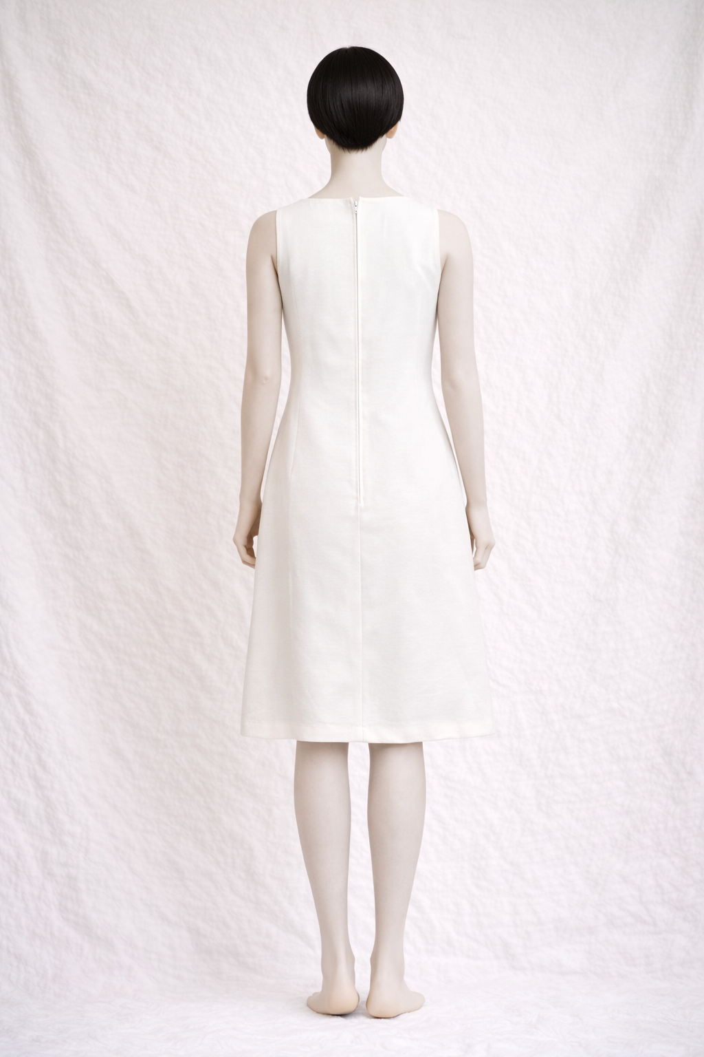 Robe trapèze en laine blanch vintage des années 50 made in France