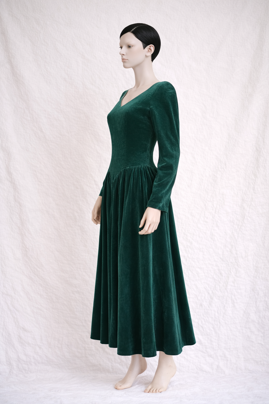 Robe longue en velours vert profond Laura Ashley vintage