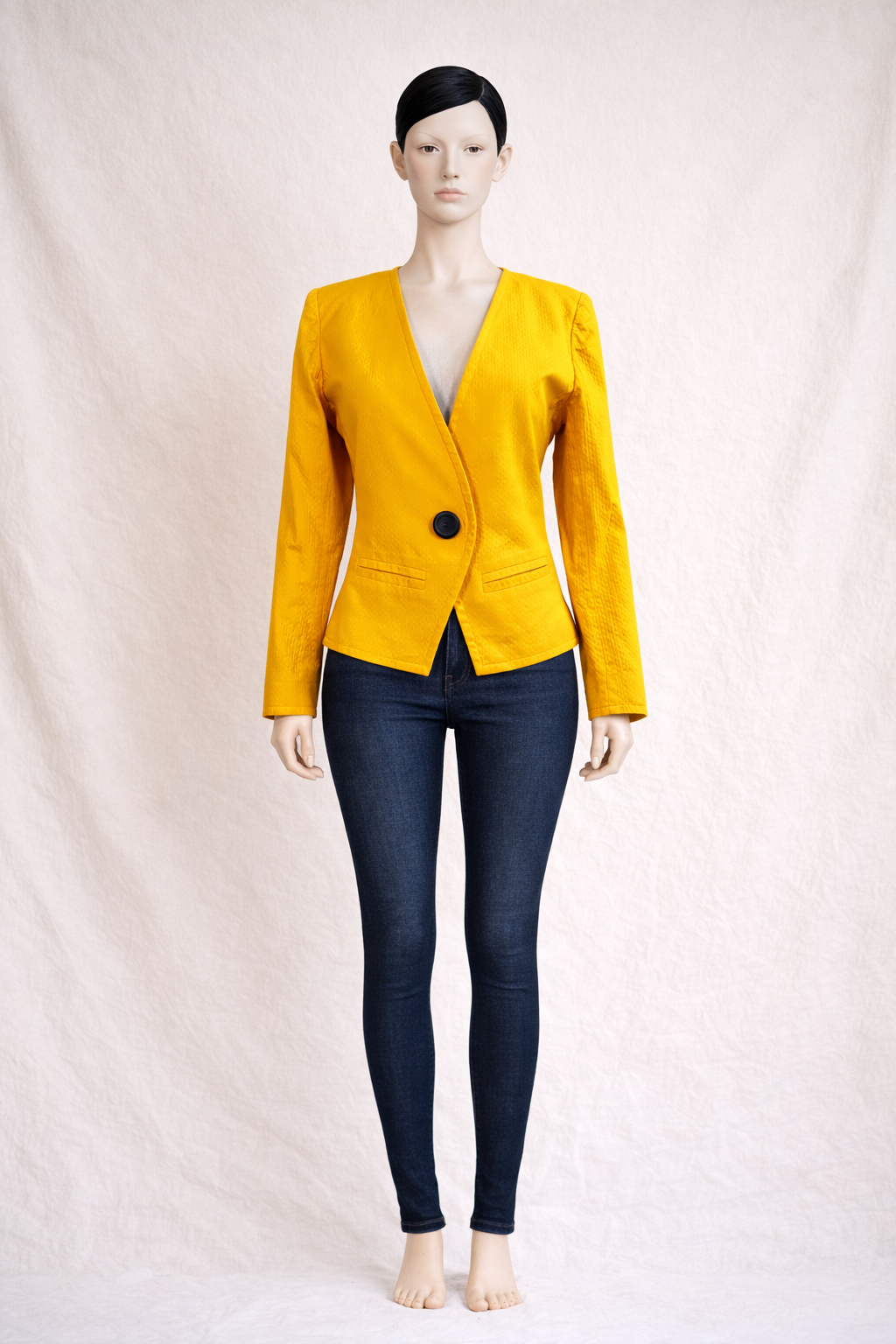 Blazer authentique Yves Saint Laurent  en coton jaune safran vintage
