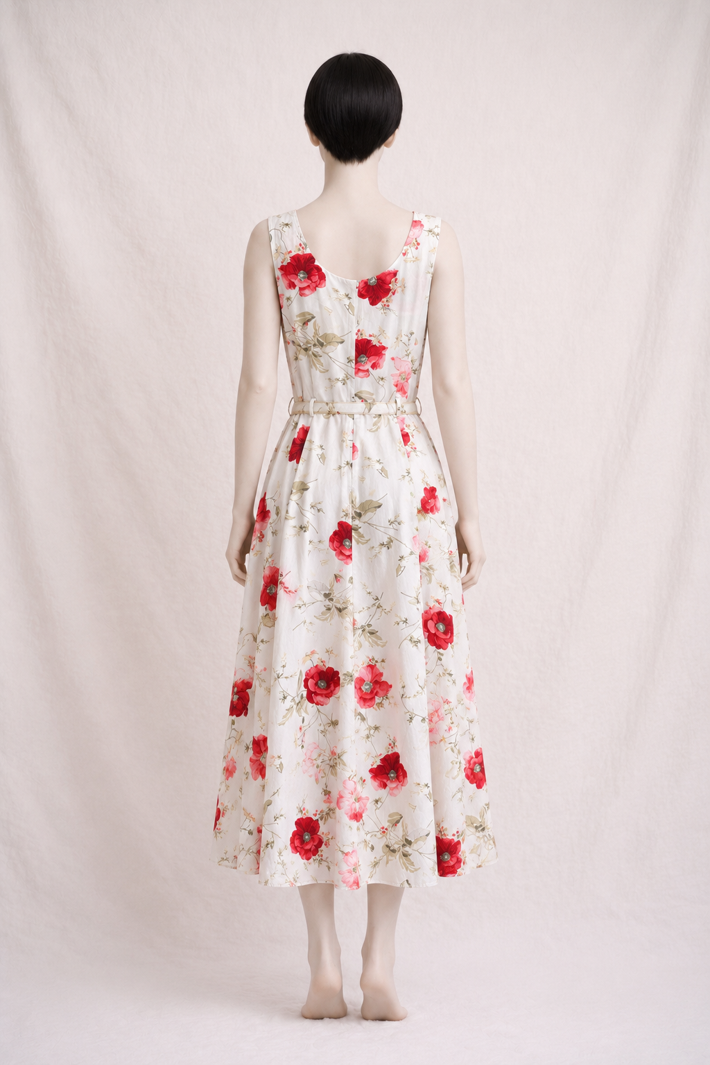 Robe d'été longue sans manches Laura Ashley en coton floral vintage