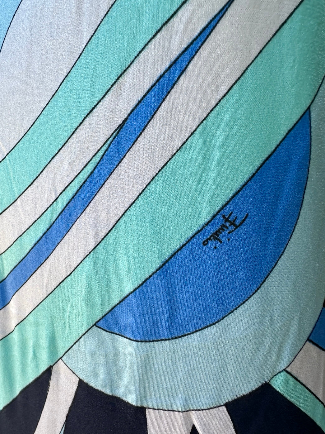 Maillot de bain une pièce vintage Emilio Pucci à imprimé bleu turquoise