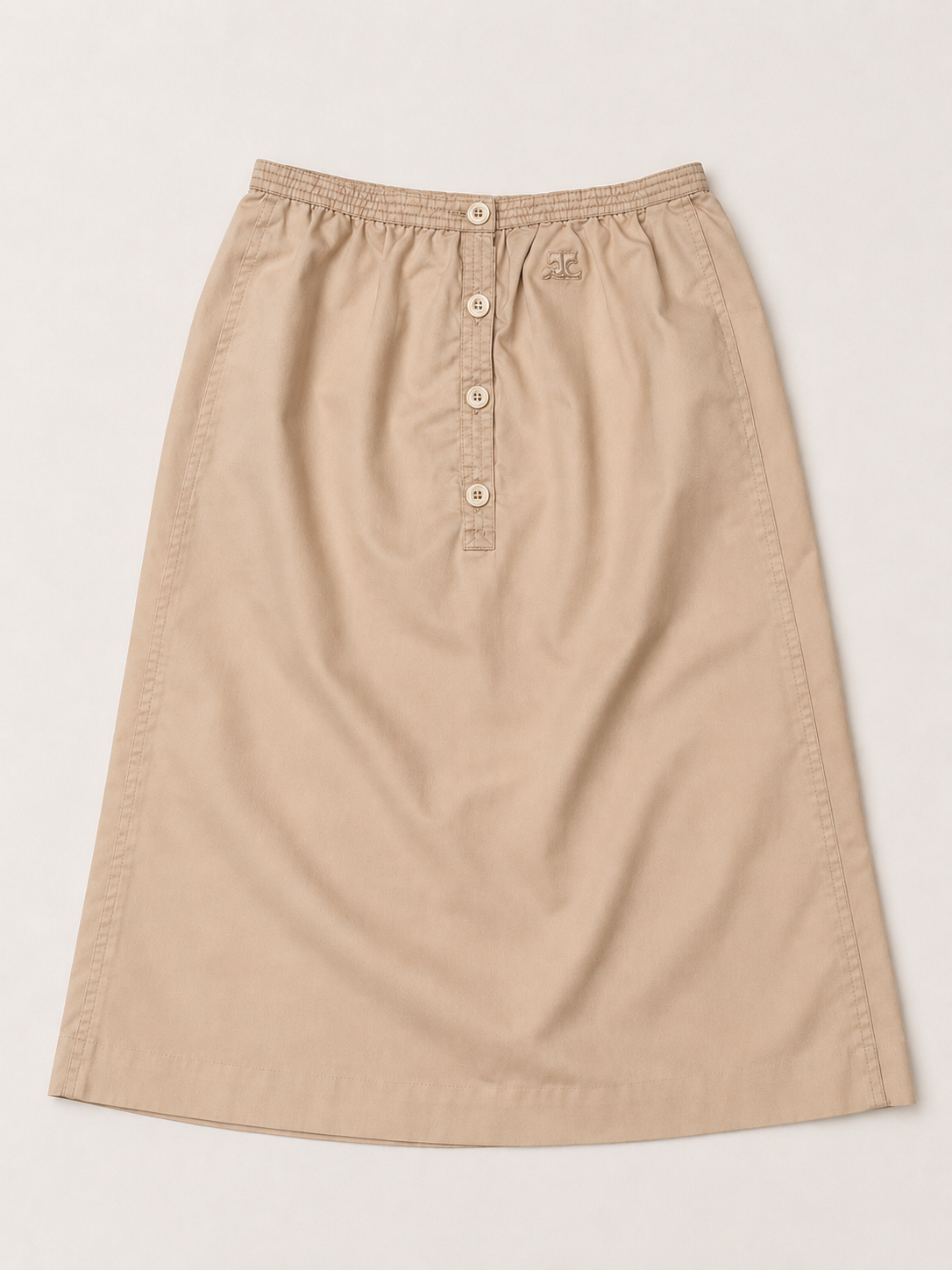 Authentique jupe Courrèges Paris vintage en coton beige sable