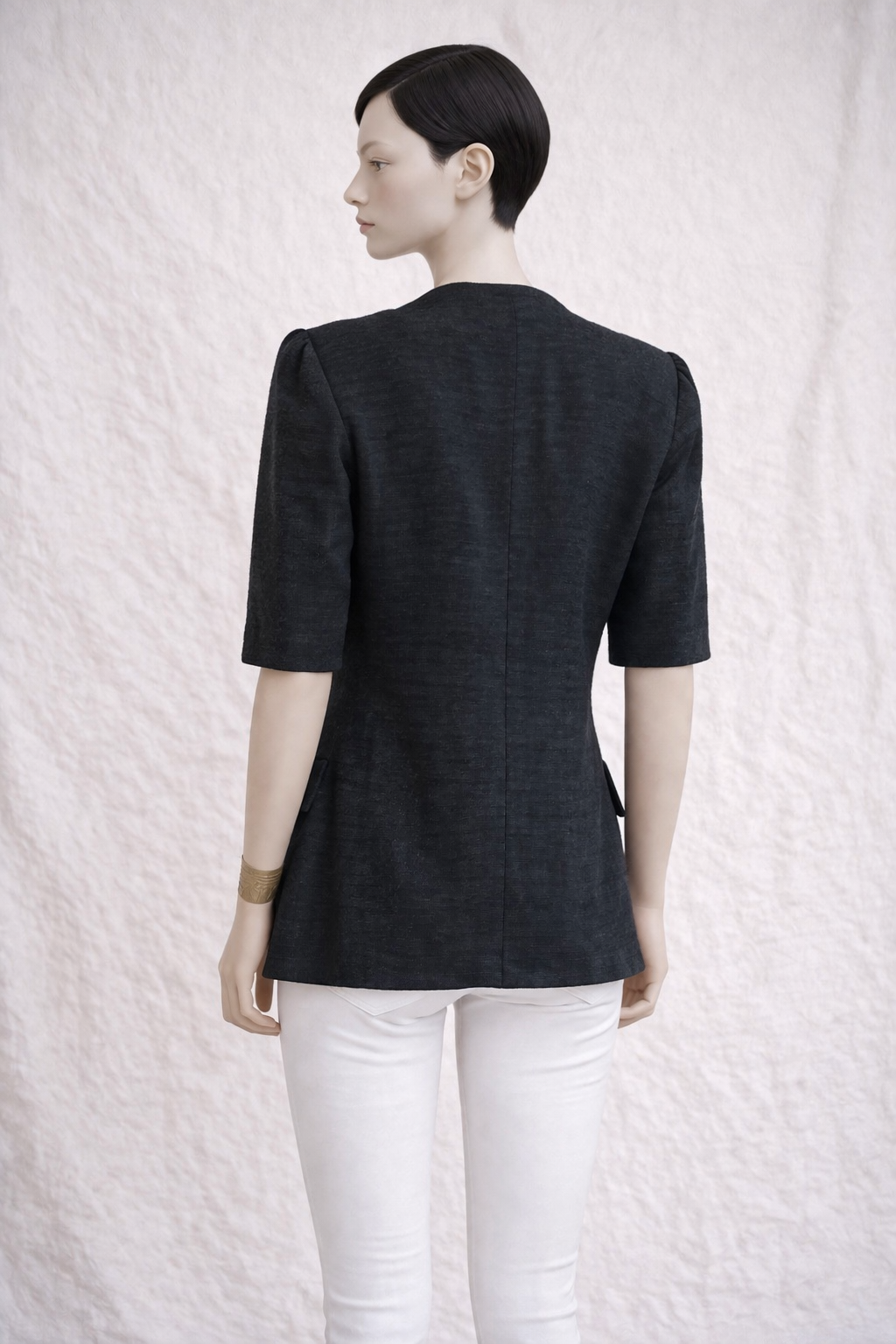 Blazer noir texturée manches courts Yves Saint Laurent vintage authentique