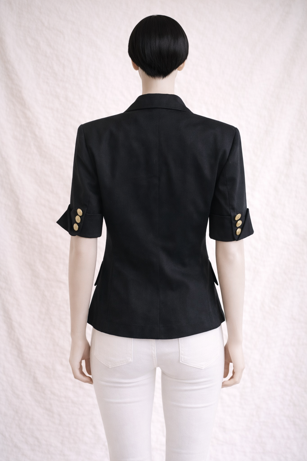 Blazer en coton noir manches courts Yves Saint Laurent vintage
