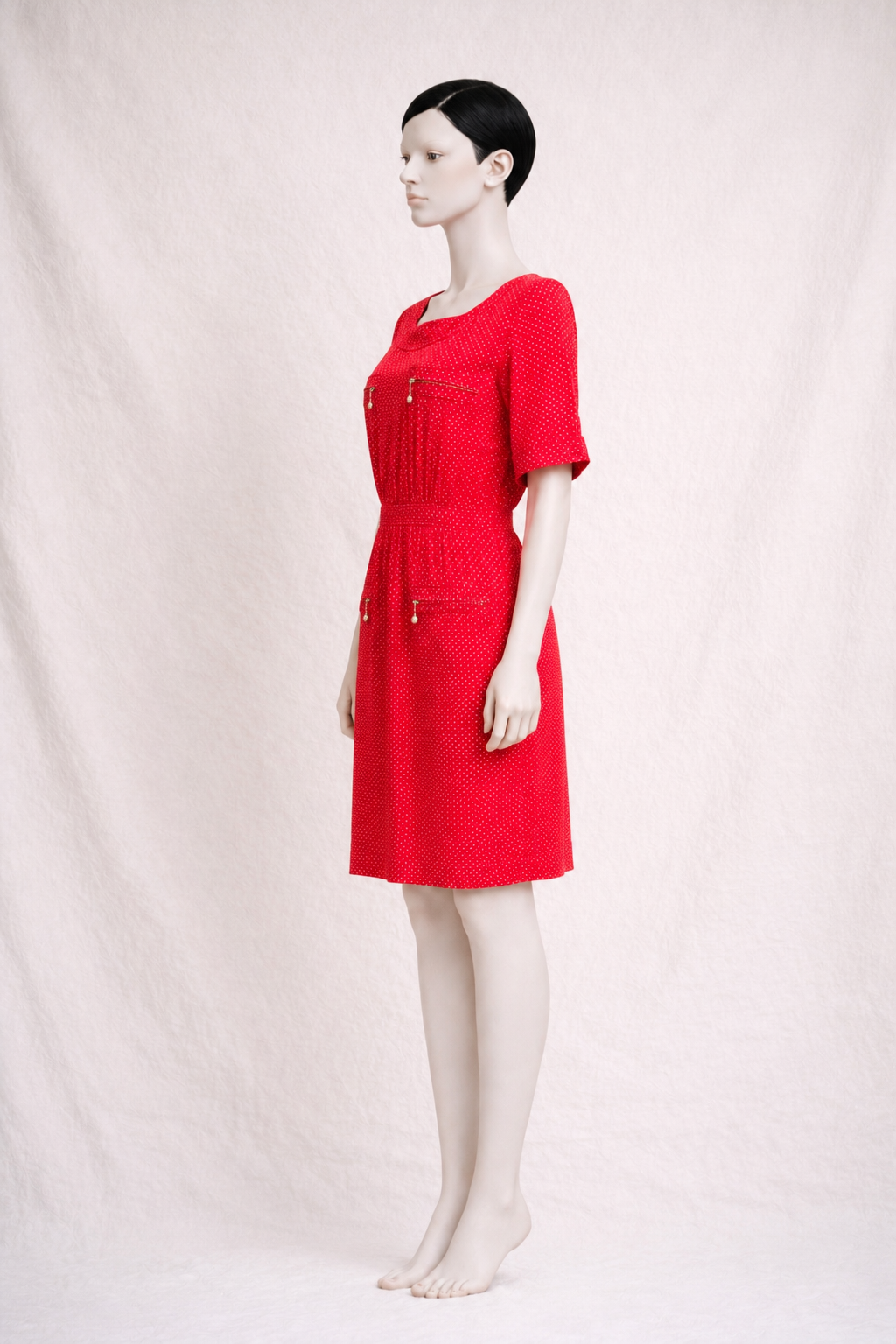 Robe en soie rouge à pois Valentino Miss V vintage authentique