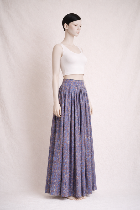 Jupe longue fleurie lila Saint Laurent vintage authentique