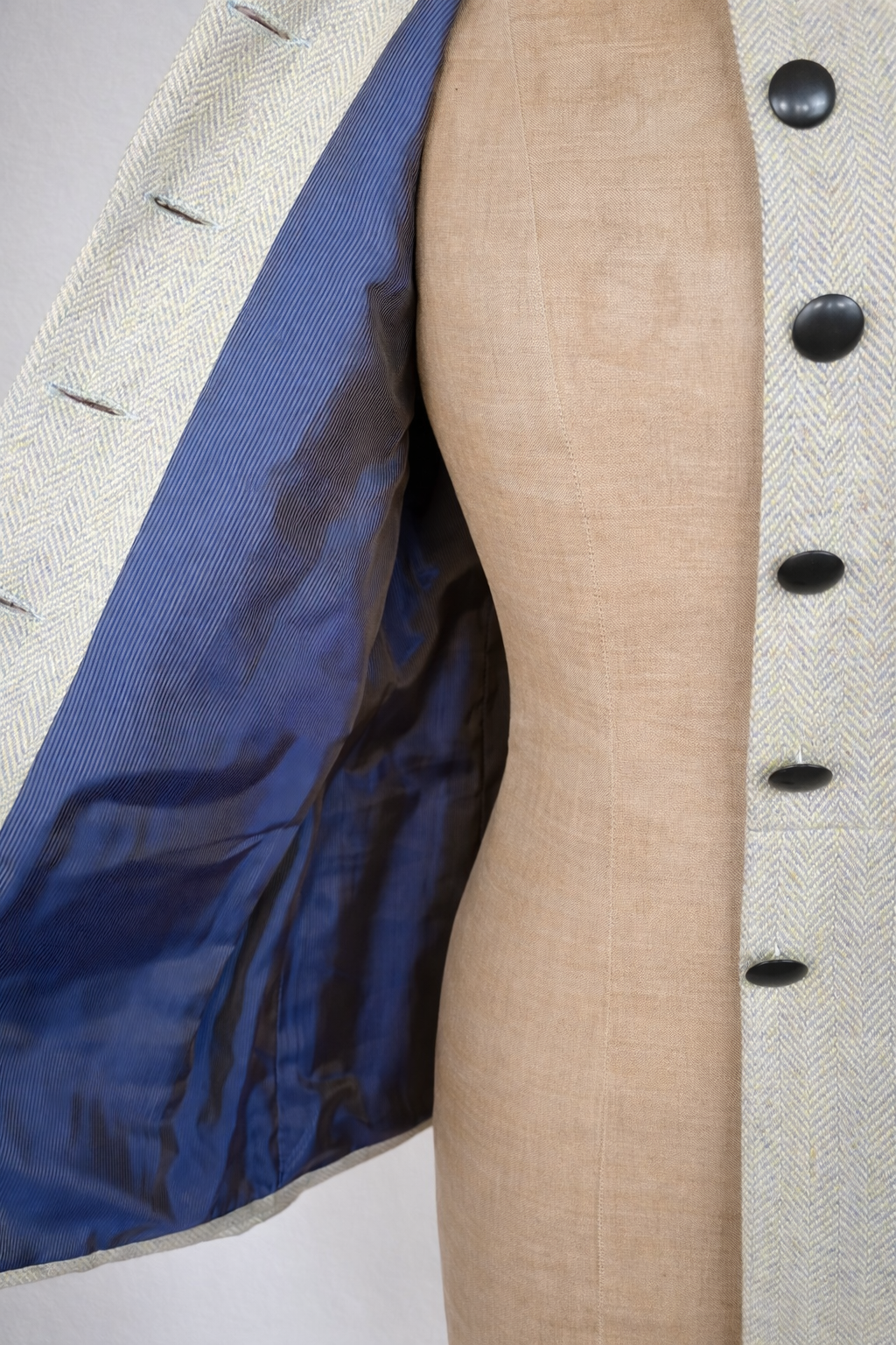 Blazer manteau Platine Paris authentique en tweed de laine à chevrons