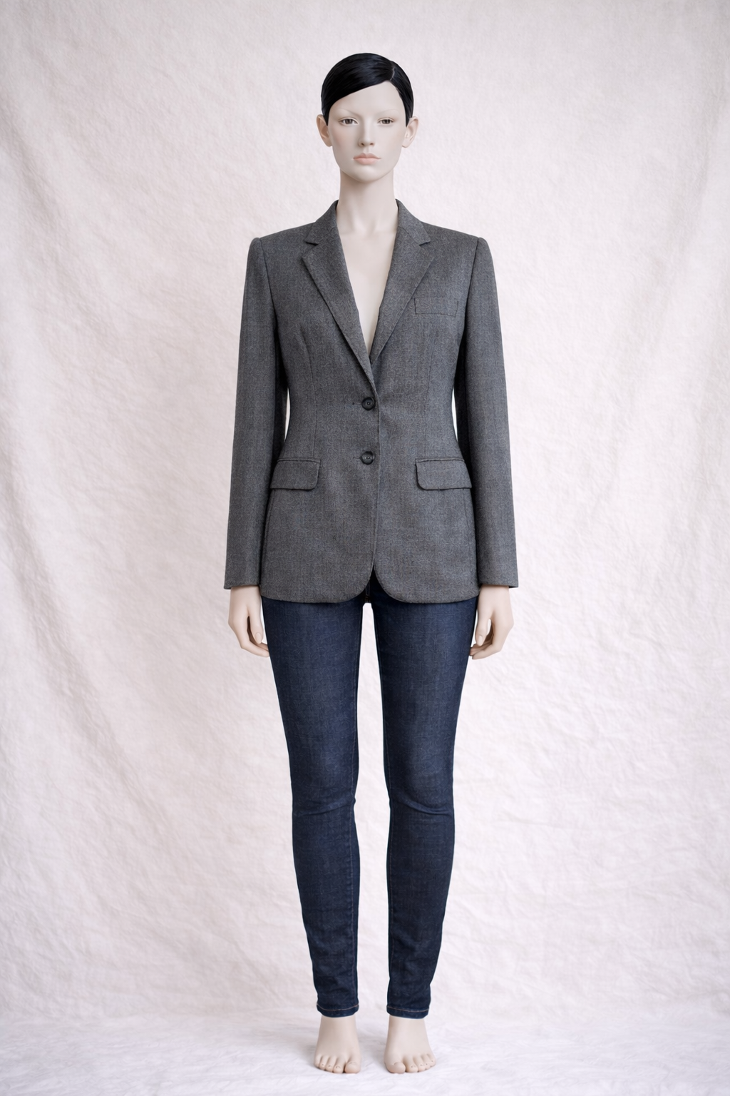 Blazer Burberry authentique en laine grise vintage