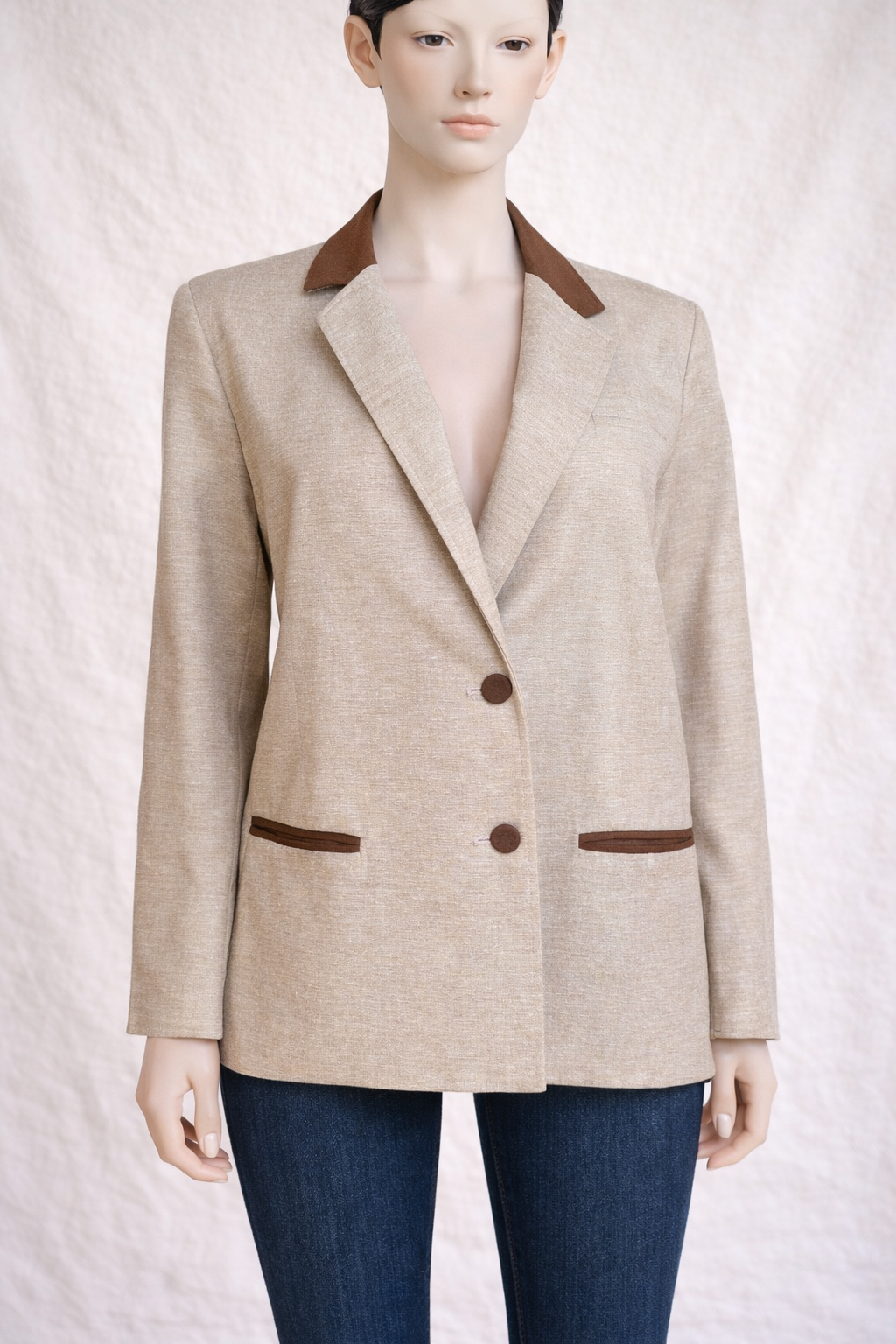 Blazer en lin et soie beige Lanvin Paris