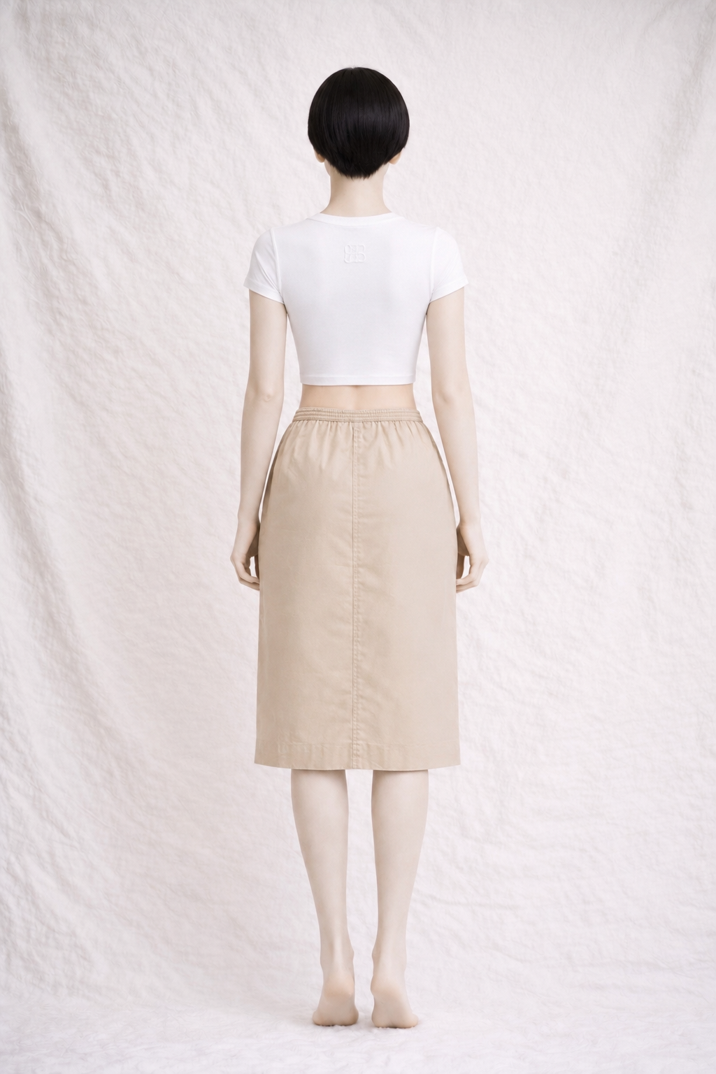 Authentique jupe Courrèges Paris vintage en coton beige sable