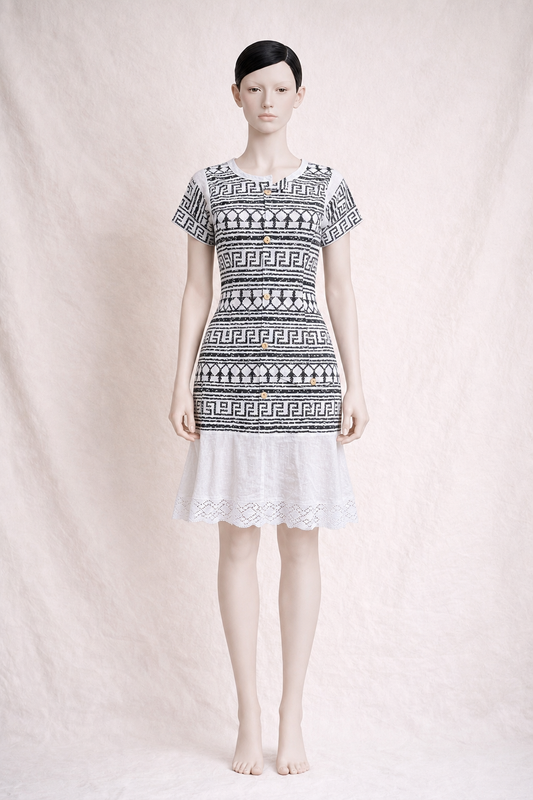 Authentique robe Yves Saint Laurent Beachwear en coton léger noir et blanc vintage