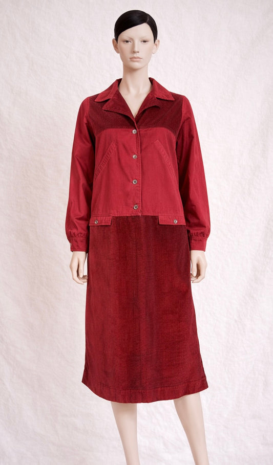 Robe vintage Courrèges Paris en velours côtelé rouge