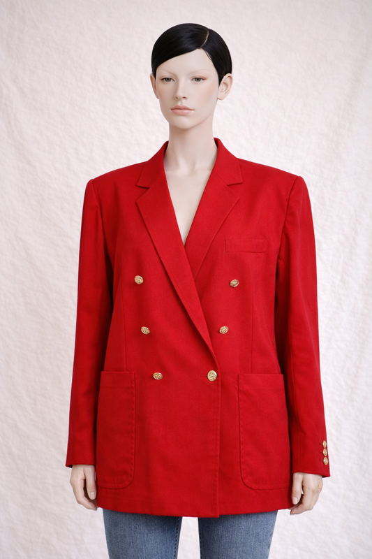 Authentic vintage red wool Burberry blazer