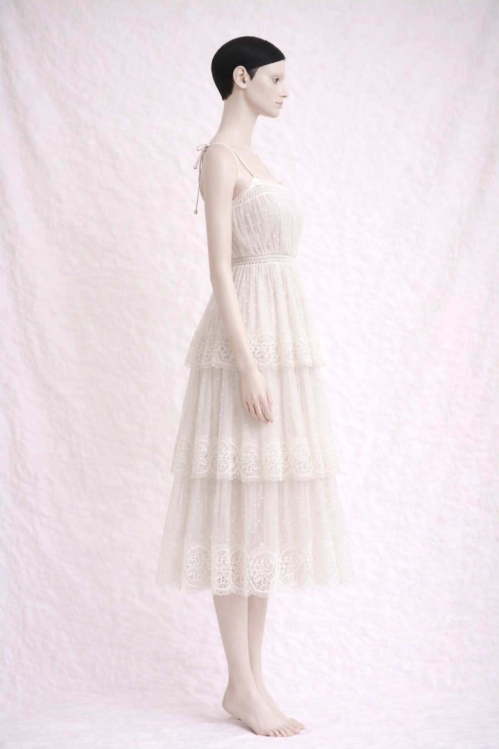 Robe d'été en soie et dentelle cream Zimmermann