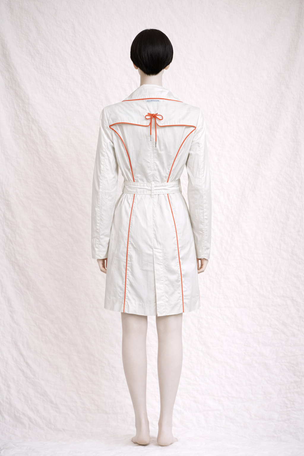 Trench authentique Jean Paul Gaultier en coton blanc à surpiqûres contrastées vintage