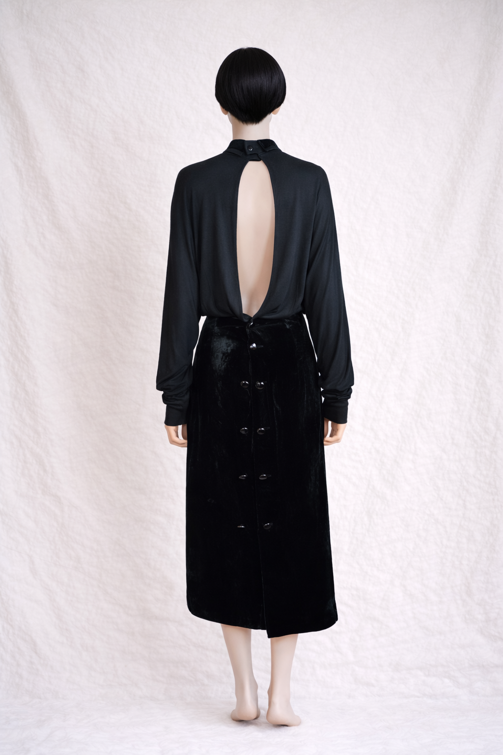 Robe longue authentique Lanvin Paris velours de soie dos ouvert vintage