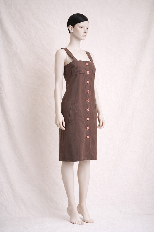 Authentic vintage brown cotton summer dress Yves Saint Laurent