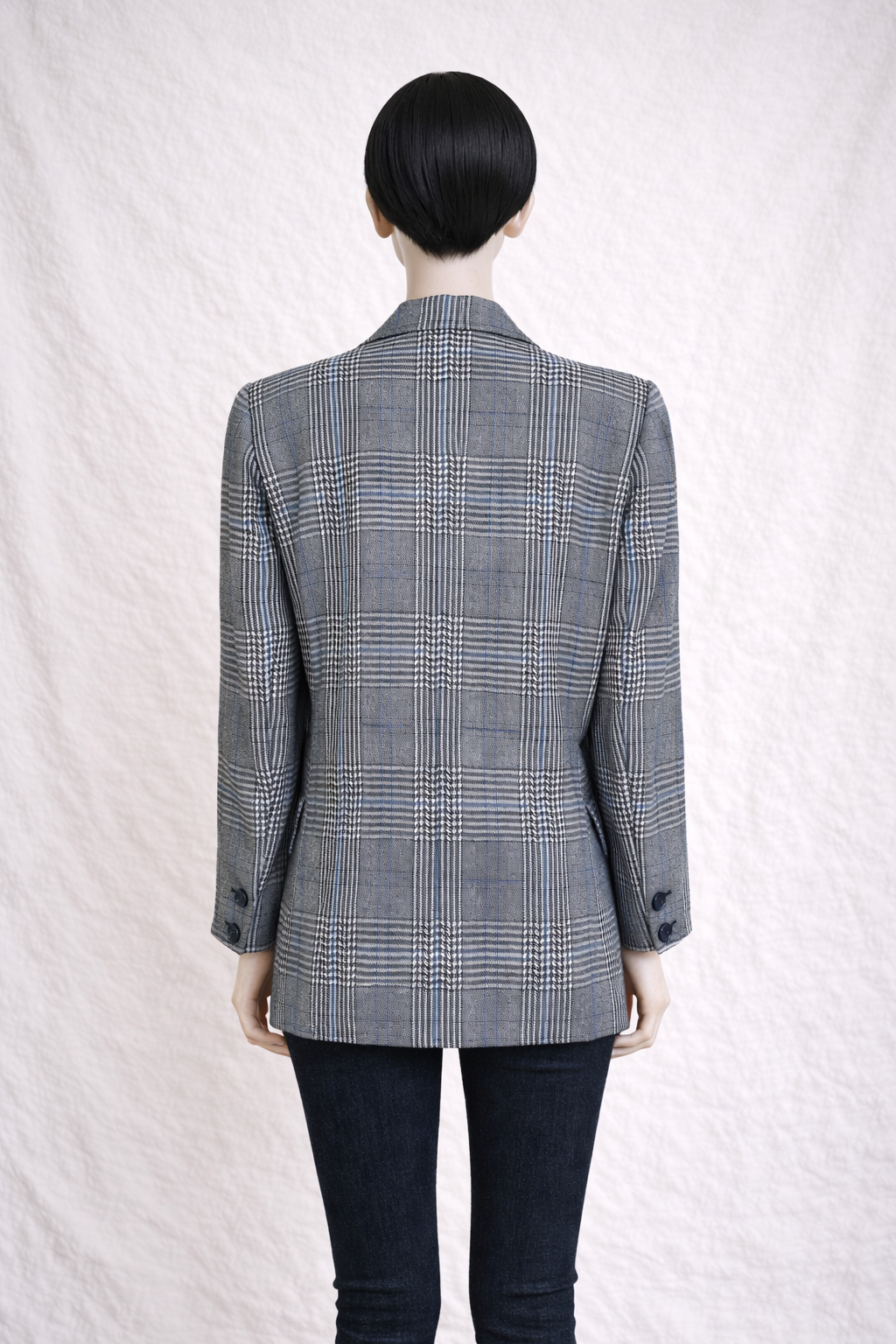 Blazer authentique Yves Saint Laurent Variation en laine à carreaux circa 90