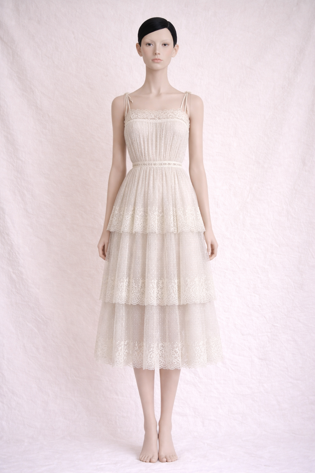 Robe d'été en soie et dentelle cream Zimmermann