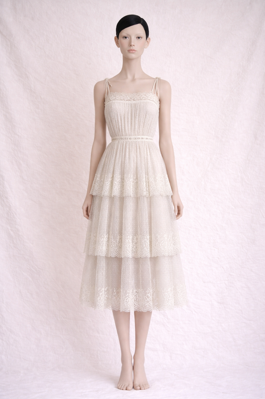 Robe d'été en soie et dentelle cream Zimmermann