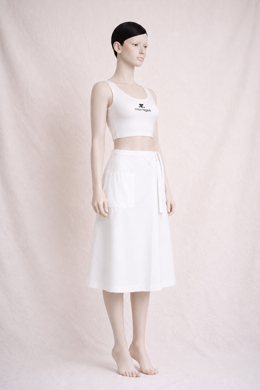 White Wrap Skirt Courrèges Paris Authentic Vintage