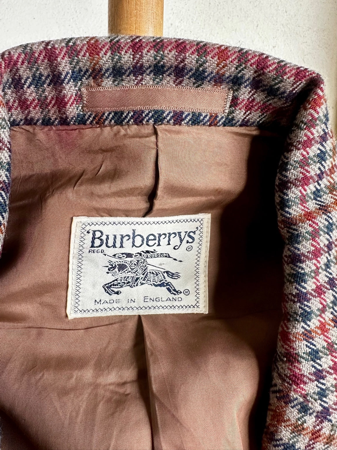 Blazer Burberrys authentique en laine à carreaux coudières bordeaux